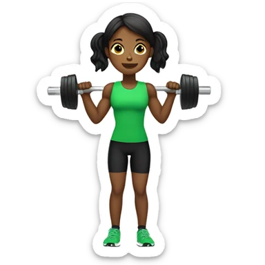Girl weight lifter green dumbells sticker