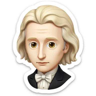 Cinematic Realistic Chopin Pop Culture Emoji, featuring an evocative portrayal of the legendary composer rendered with delicate textures and emotive, dynamic lighting. sticker