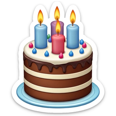 birthday cake with chocolate layers and candles sticker