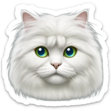 A persian cat with long white hair and blue and green eyes sticker