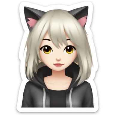 Cute Edgy Anime Emo CatLady sticker