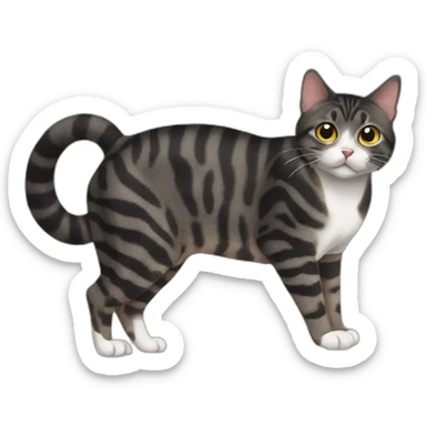 Black mackerel tabby cat pooping sticker