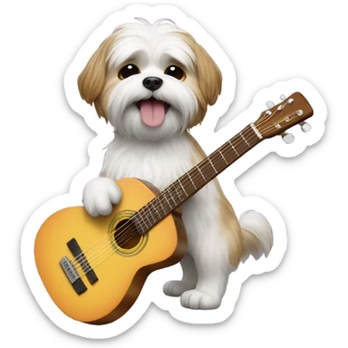 Shitzu dog playing guitar sticker