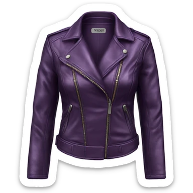 Realistic womens fashion metallic dark purple leather jacket. sticker