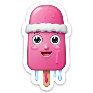 happy pink popsicle with eyes and white beanie sticker