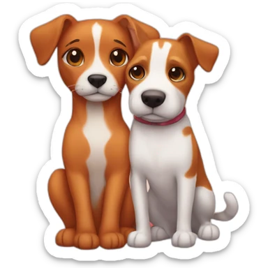 red-tabby-cat-cat-cat-feline-and-brown-jack-russell-dog-hugging sticker