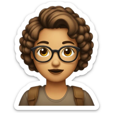 Chica pelo corto y marrón con gafas sticker