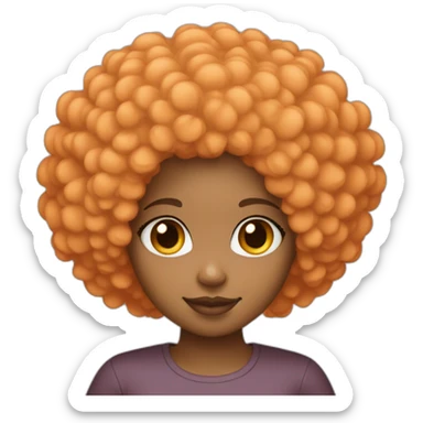 Light skin girl afro orange with heart shaped hands sticker