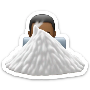 person putting their face into a pile of flour sticker