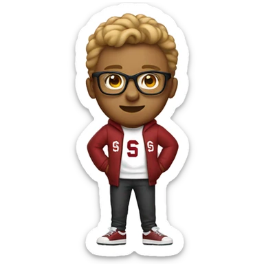 stanford nerd with glasses and stanford sweatshirt. full body including legs. the race of this person should be white sticker
