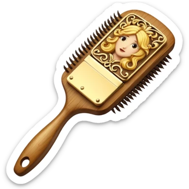 golden hair brush sticker