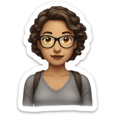 27 year old woman with glasses brown hair and latin sticker