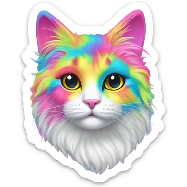 Rainbow Lisa Frank fluffy cat ￼ sticker