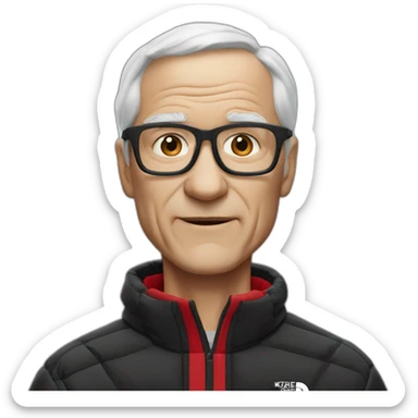 old white man without glasses with black and red supreme north face jacket sticker