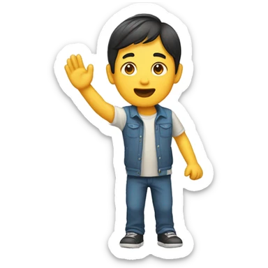 Asian raising hand sticker