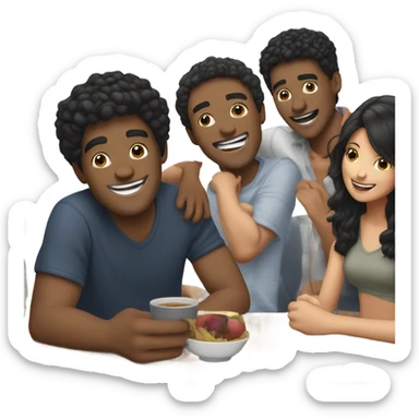 happy moment with friends guy with black hair sticker