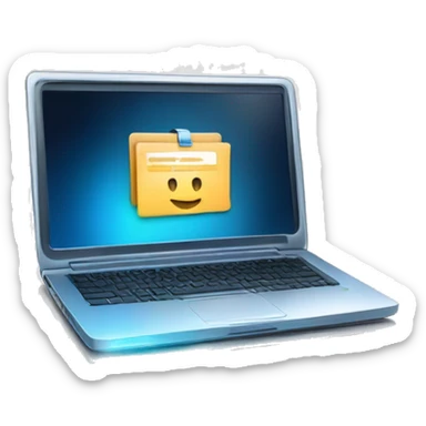 A sleek and modern laptop with a glowing screen displaying a certification badge. The badge should have a checkmark and a ribbon design, symbolizing IT certifications. Use clean lines and vibrant colors like blue and silver. sticker