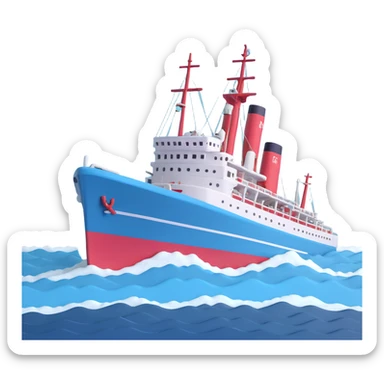 Old Soviet marine geology ship struggling in violent stormy ocean waves sticker