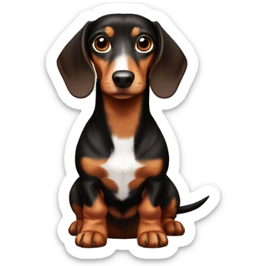 Three colored dachshund with brown, dark brown and white sticker