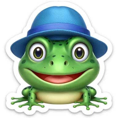frog wearing a double blue hat sticker