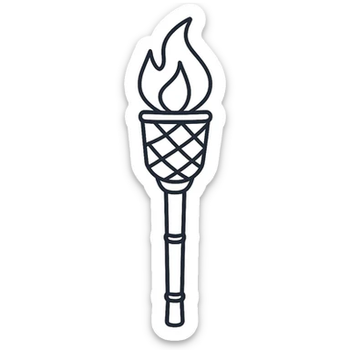 hand-drawn outline style bamboo torch icon sticker