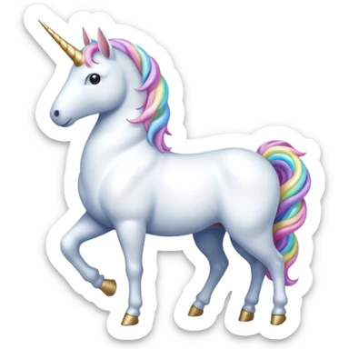 Create a single emoji of a Unicorn in full body, shown at a slight side angle in a natural, characteristic pose with a horn. clearly recognizable. No background.
 sticker