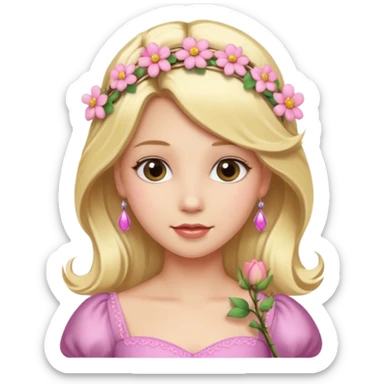 Princess with floral hairpin sticker