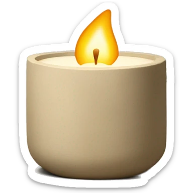 Candle in beige concrete vessel with painted pine trees sticker