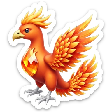 Pokemon legendary laranja and red crystal moltres sticker