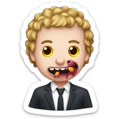 Macron qui tue des poulets zombie avec des pioches en forme de cochon sticker