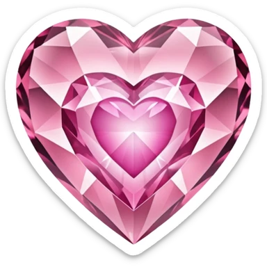 crystal clear diamond heart with one mini pink heart inside of it  sticker