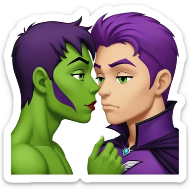Beast boy kiss raven sticker