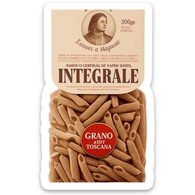 Realistic style integral pasta in a transparent bag inspired by the reference image, natural details, no background. sticker