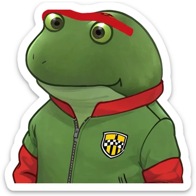 wearing a red racing car jacket sticker