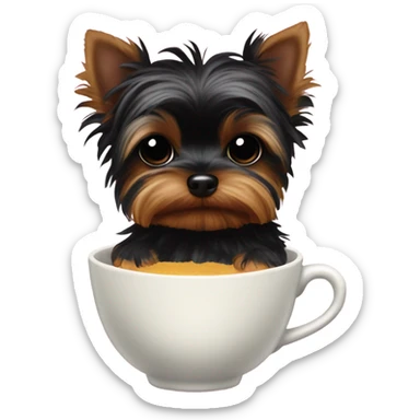 Black teacup Yorkie with a sucker sticker