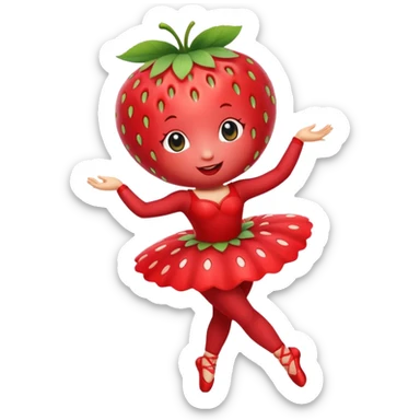 Strawberry fruit dancing ballet sticker