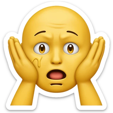 A normal yellow face emoji but it’s choking itself with its hands sticker