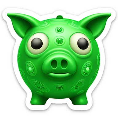 alien green piggy bank money  sticker