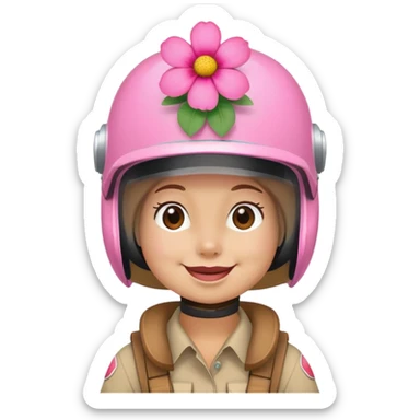 Sandy Cheeks with big smile, pink flower on helmet sticker