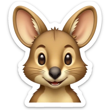 Cinematic Comical Wallaby Portrait Emoji, Head tilted dramatically with an exaggeratedly amused expression, featuring a striking tan and brown fur with wide, expressive eyes filled with playful disbelief, Simplified yet hilariously expressive features, highly detailed, glowing with a slightly sassy glow, high shine, dramatic yet playful, stylized with an air of cheeky outback mischief, bright and endearing, soft glowing outline, capturing the essence of a spirited and over‐the‐top wallaby, so meme‐worthy it feels like it could bounce its way into internet fame instantly! sticker