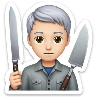 chick holding knive sticker