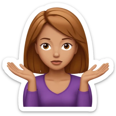 woman shrugging, eyes closed sticker