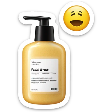 facial scrub bottle with label sticker
