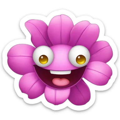 happy flower with eyes sticker