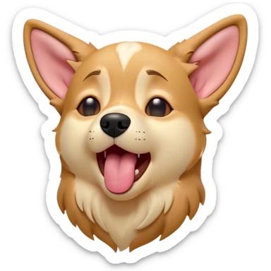 Cinematic Cute Yawning Domestic Dog Portrait Emoji, Head tilted slightly with a dramatic, wide-open yawn, showcasing a plush, inviting coat with gently drooping ears and half-closed, drowsy eyes, Simplified yet irresistibly adorable features, highly detailed, glowing with a soft, cozy glow, high shine, relaxed yet expressive, stylized with a dash of playful whimsy, soft glowing outline, capturing the essence of a sleepy yet affectionate dog that seems ready to stretch out for a nap! sticker