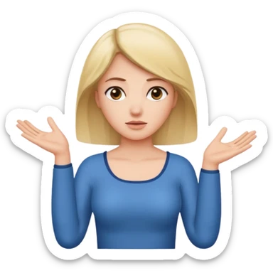 woman shrugging his shoulders with 6 above his left hand 7 above his right hand  sticker