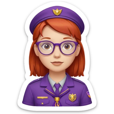 red haired scout kid with purple uniform and glassess girl sticker