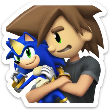 sonic the hedgehog with sora from kingdomhearts in a head lock sticker