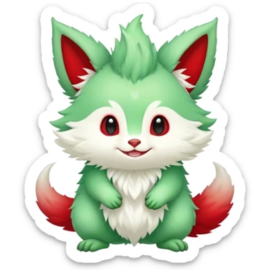 Kawaii Cute Green Red ethereal Fionbri-Vernid-Trico-animal-creature full body sticker