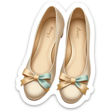 Beige realistic vintage silk bow ballerina shoes sticker